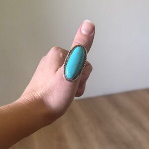 Turquoise Oval Statement Ring - Women Jewelry